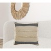 24" X 24" Black Tan And Taupe Jute Striped Zippered Pillow - 2 of 4