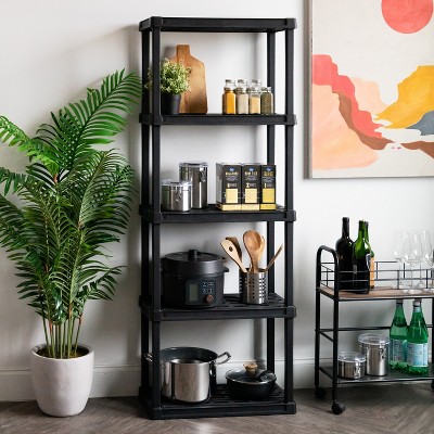 Black 5-Tier Recycled Plastic Storage Shelving Unit