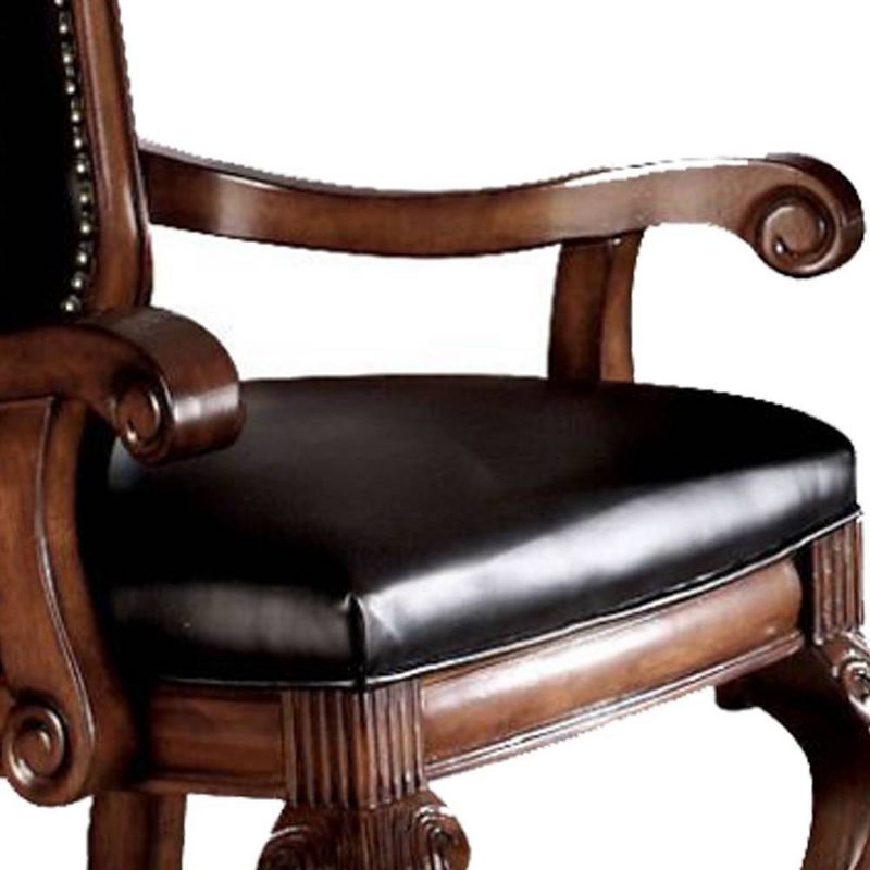 28&#34; Chateau De Ville Dining Chair Black Synthetic Leather and Cherry Finish - Acme Furniture, 5 of 8