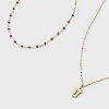 14K Gold Dipped Beaded Initial Necklace Set 2pc - A New Day™ Gold/Marron - 4 of 4