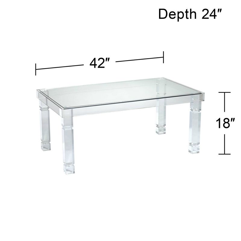 55 Downing Street Marley Modern Acrylic Rectangular Coffee Table 42" x 24" Clear Tempered Glass Tabletop for Living Room Bedroom Bedside Entryway Home, 4 of 10