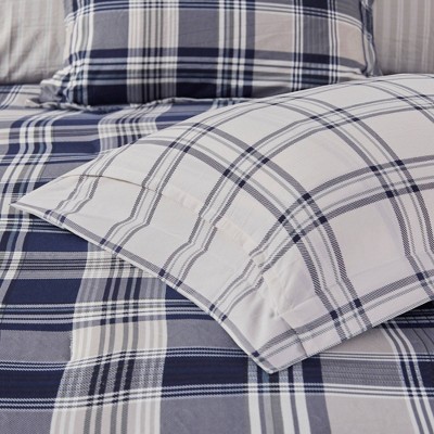 Navy Plaid Reversible Microfiber Queen Bed in a Bag Set