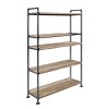 Bookshelf Industrial Pipe Frame Fixed Wood Shelves Open Back 65in Tall for Home Office or Living Room Brown-3irtyhousy - 2 of 4