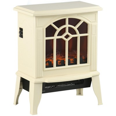 NAYSAYE Indoor Fireplace Freestanding Stove with Realistic Flame and Safety Protection for Living Room, Cream White, 14.25"*9.5"*18"