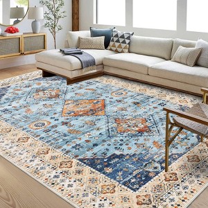 5x7 Traditional Vintage Floral Print Area Rug Living Room Rug Washable Rug Stain Resistant Indoor Carpet Non Slip Soft Carpet Low Pile Area Rug - 1 of 4