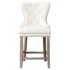 WestinTrends 24" Tufted Upholstered Velvet Bar Stool with Metal Footrest (Set of 2) - 3 of 4