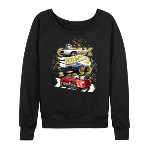 Women's - Hot Wheels - Holiday Merchandise Lightweight French Terry Wide Neck Long Sleeve Shirt - 1 of 4