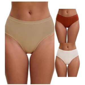 INSPIRE CHIC Women's High Waisted Butt Lifter Briefs Tummy Control Underwear, Available in Plus Size 3 Packs - 1 of 4