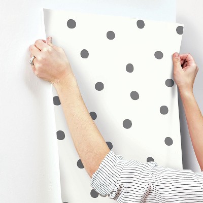 Black and White Polka Dot Peel & Stick Vinyl Wallpaper Roll