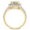 EVERLY JEWELRY | Yellow Plated Sterling Silver Cushion-Cut Gemstone Halo Ring– Multiple Gemstone Options - 3 of 4