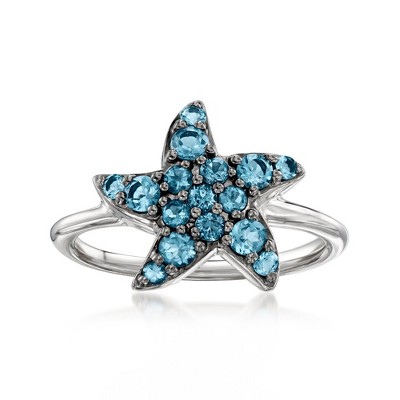 Ross-Simons 0.70 ct. t.w. London Blue Topaz Starfish Ring in Sterling Silver