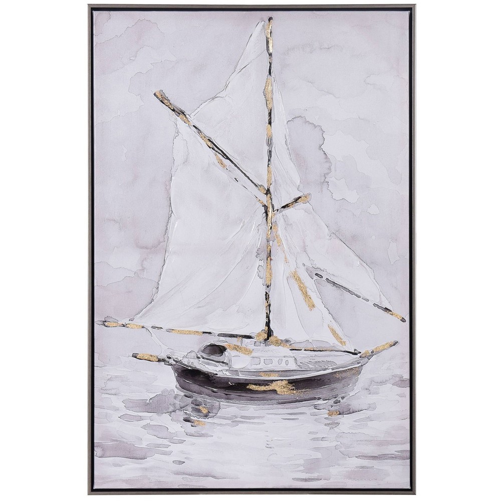 Photos - Wallpaper Lifted Sail Hand Painted Framed Canvas Art Yellow - StyleCraft