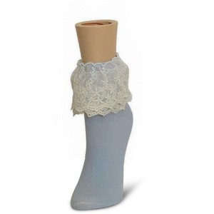 Memoi Women's Delicate Duo Lace Anklet Socks Blue Fog One Size - 1 of 2