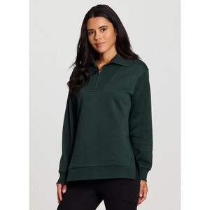 RBX Active Women's 1/4 Zip Sweatshirt Cotton Blend Fleece Quarter Zip Mock Neck Pullover Tunic - 1 of 4