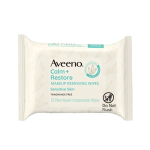 Aveeno Calm + Restore Nourishing Makeup Remover Face Wipes with Oat Extract - Fragrance Free - 25 ct - 1 of 4