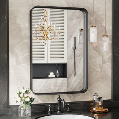 MAYEERTY 30" Bathroom Vanity Mirror Aluminum Alloy Wall Mounted Mirror，Black