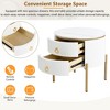 NicBex Coffee Tables for Living Room �19.6" Round Coffee Table Set of 2 Modern Fluted 2 Side Table Set with Drawers and Golden Legs, White+Gold - 2 of 4