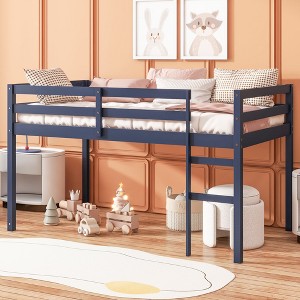 NicBex Non-Toxic Rubberwood Twin Size Loft Bunk Bed for Kids&Teens,Space-Saving Bed Platform with Guardrails,Strength Slats&Ladder - 1 of 4