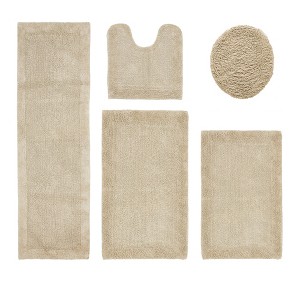 Edge Bath Rug 100% Premium Cotton Ultra-Soft Water Absorbent Tufted Solid Reversible 5 Piece Bathroom Rug Set for Machine Washable Bathmat - 1 of 4