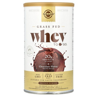 Solgar Grass Fed Whey To Go®, Protein Powder, Chocolate, 13.2 oz (377 g)
