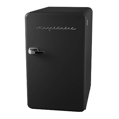 Black Retro Compact Refrigerator with Silver Handle, 3.2 Cu. Ft.