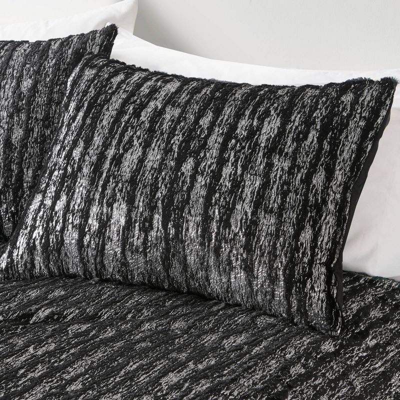 Madelyn Metallic Print Faux Fur Comforter Set - Intelligent Design, 4 of 8