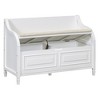 Lyngins Rustic Style Solid Wood Storage Bench with Cushion,Entryway Bench with Safety Hinge,Shoe Bench for Living Room,Bedroom,Entryway - 2 of 4