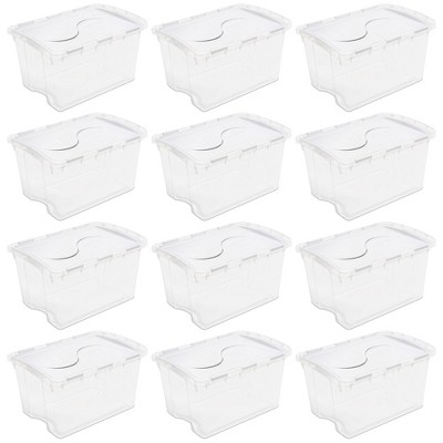 Rubbermaid Cleverstore Home/office 6 Quart Clear Plastic Storage Tote Container  Box Bin With Lid For Garage Or Basement, (12 Pack) : Target