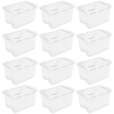 Stackable storage bin with hinged lid, 22L