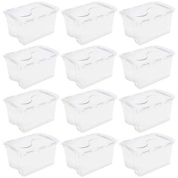 mDesign Plastic Bathroom Storage Box with Lid/Handles, 8 Pack - 10 x 6 x 3,  Clear/Clear