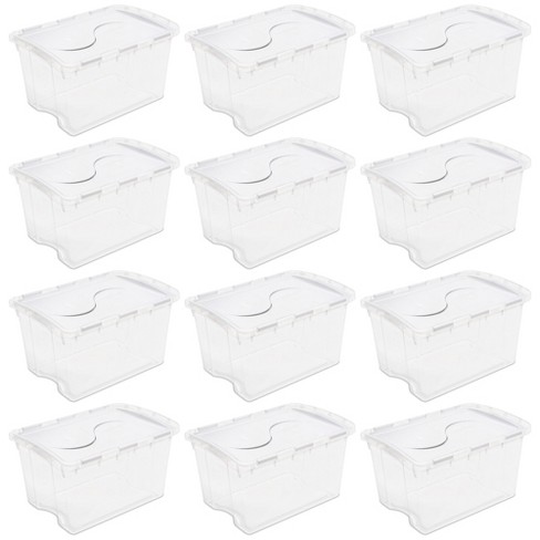 Style Selections 12-Gallon (48-Quart) Clear Base, Black Lid Tote with Hinged Lid