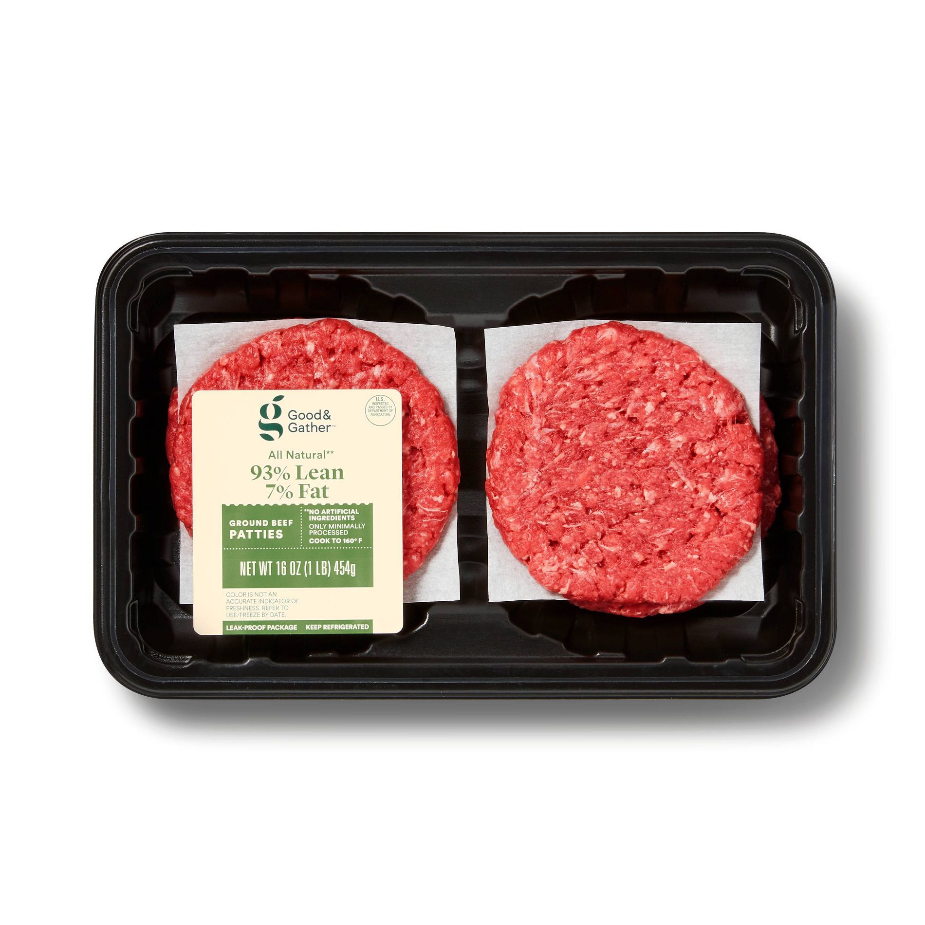 93/7 Ground Beef Burger Patties - 1lb - Good & Gather™