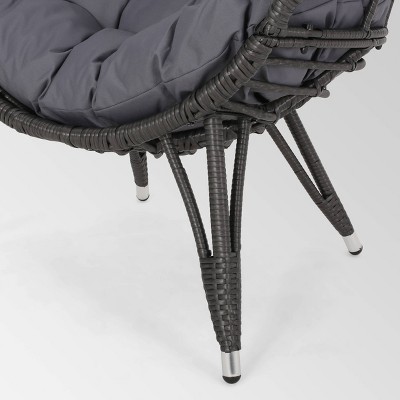 Santino Wicker Teardrop Chair Gray/dark Gray Christopher Knight Home