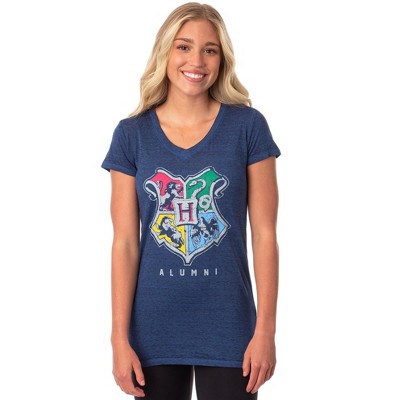 Harry Potter Womens' Hogwarts Crest Alumni V-Neck Burnout T-Shirt