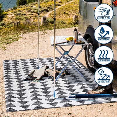 Andratx Ivory and Black Geometric Indoor/Outdoor Rug