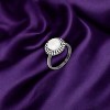 Slickblue Double Halo Pearl Cocktail Ring for Women, Hematite or Silver Finish, Freshwater Pearl, CZ Accents, Sizes 5-10 - 2 of 3