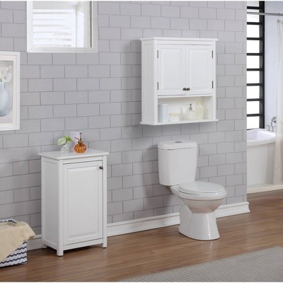 Dorset Elegant White Wall Mounted Bath Storage Cabinet with Glass Doors