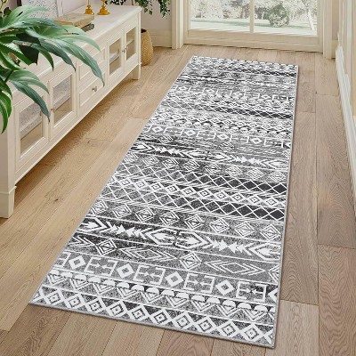 Modern Geometric Area Rug Plush Soft Wool Machine Washable Carpet, Non-Slip Large Rug for Living Room, Bedroom, Dining Room