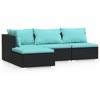 vidaXL 4 Piece Patio Lounge Set with Cushions Black Poly Rattan - 2 of 4