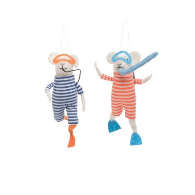 Gallerie II Scuba Mice Wool Ornament, A/2