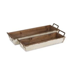 Cheung's Weston Set of 2 Tapered Wood Crates - 1 of 4