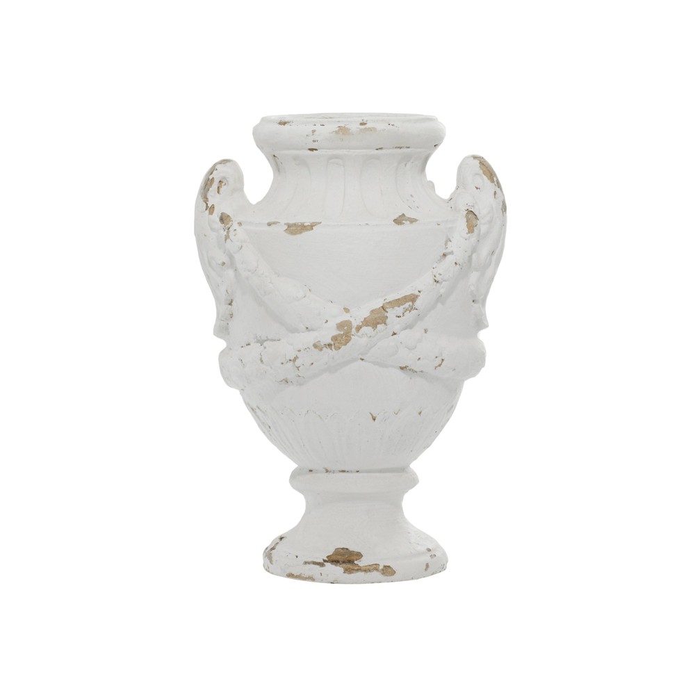 Photos - Vase 18" x 12" Rustic Distressed Amphora  White - Olivia & May