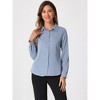 INSPIRE CHIC Women's Contrast Collar Chiffon Long Sleeve Work Office Blouse - 3 of 4