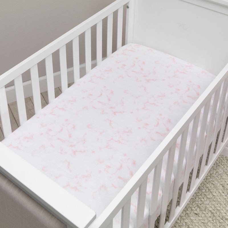 Lambs & Ivy Signature Rose Marble Organic Cotton Fitted Crib Sheet, 3 of 7