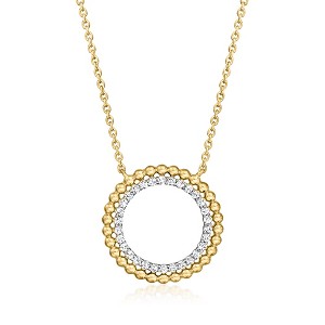 Ross-Simons 0.25 ct. t.w. Diamond Beaded Eternity Circle Necklace in 18kt Gold Over Sterling Size 18 - 1 of 3