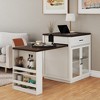 Bella Depot 83.1'' Extendable Kitchen Island with Slide Out Table and Storage Racks Dining Table,Power Outlet Cream White - 3 of 4