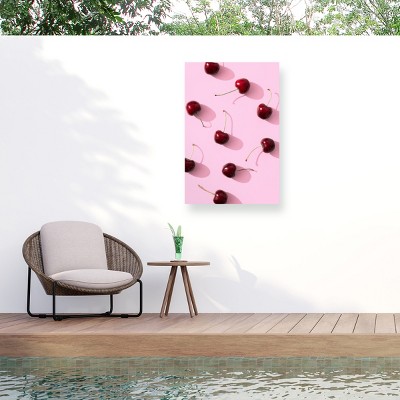 Trademark Fine Art - Pictufy Studio Cherries On Pink Background Matted Framed Art