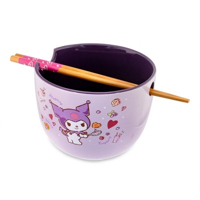 Kuromi Purple Ceramic Halloween Soup Bowl Set with Spoon and Chopsticks