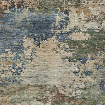 HomeRoots 8' X 10' Blue Green And Beige Abstract Washable Indoor Outdoor Area Rug