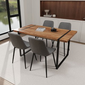 NicBex Dining Table Set for 4 Modern Dining Table with Brown Wooden Tabletop and 4 Suede Chairs for Dining Rooms - 1 of 4